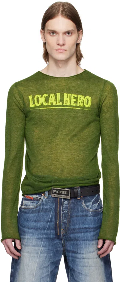 Martine Rose Green Fine Intarsia Sweater In Green Khaki