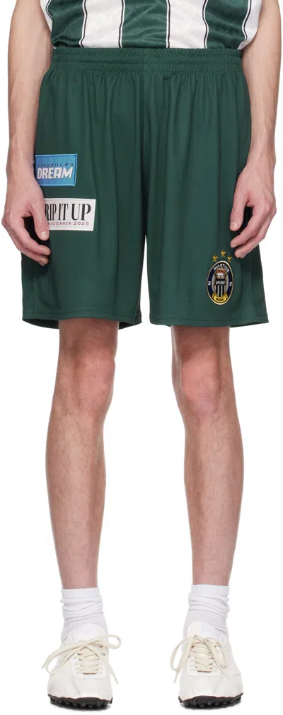 MARTINE ROSE GREEN FOOTBALL SHORTS