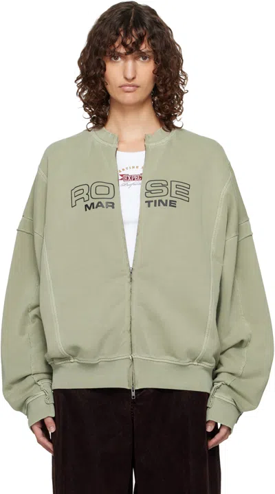 Martine Rose Green Zip Up Crew Sweatshirt