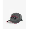 Martine Rose Grey And Red Roll Back Embroidered Cotton Baseball Cap In Grey And Red