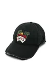 Martine Rose Roll Back Distressed Embroidered Adjustable Baseball Cap In Black