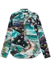 Martine Rose Green Turquoise Space Classic Graphic-print Regular-fit Woven Shirt In Green