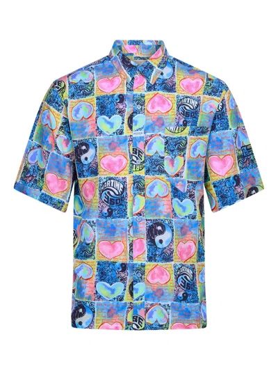 Martine Rose Hearts Boxy Shirt In Blue