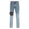 Martine Rose Patchwork Chain Straight Leg Jeans In Blue