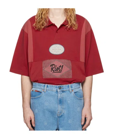 Martine Rose Jersey Polo Shirt In Red