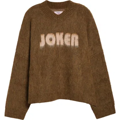 Martine Rose Joker Alpaca & Merino Wool Blend V-neck Sweater In Brown
