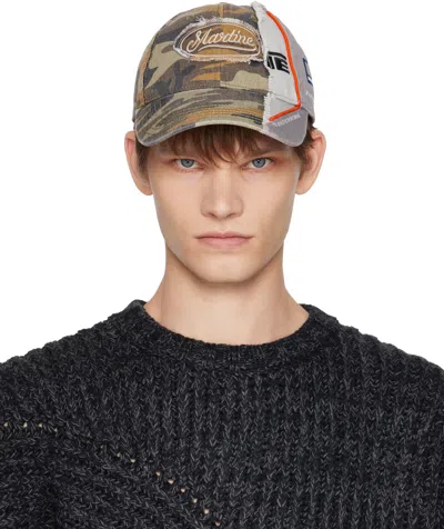 MARTINE ROSE KHAKI & GRAY COLLAGE CAP