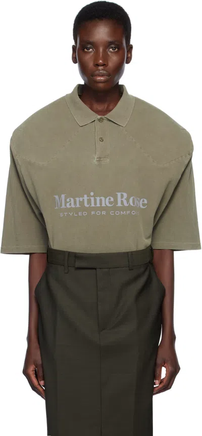 Martine Rose Khaki Padded Polo In Grn Green Khaki Marl