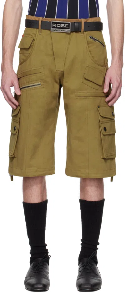 Martine Rose Khaki Utility Shorts In Green Khaki
