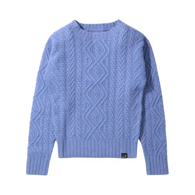Pre-owned Martine Rose Knitted Boiled Cable Doll Crew 'purple' | Men's Size S