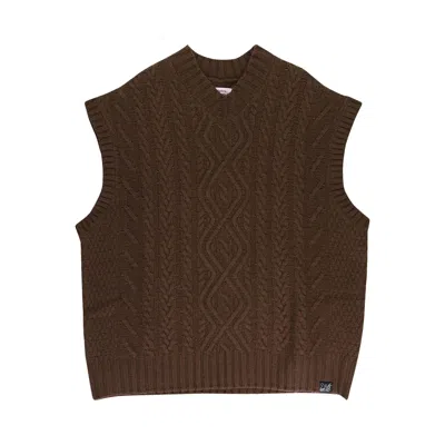 Pre-owned Martine Rose Knitted Boiled Cable V-neck Vest 'brown' | Men's Size L
