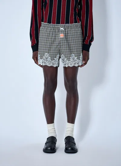 Martine Rose Lace-trim Checkered Shorts In Multi