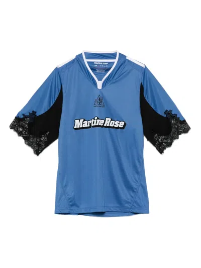 Martine Rose Lace-trimmed Football Top In Blue