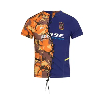 Pre-owned Martine Rose Lace Up Football Top 'orange Camo/navy' | Men's Size Xl