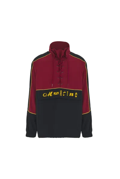 Martine Rose Lace Up Pullover Red In Black & Burgundy