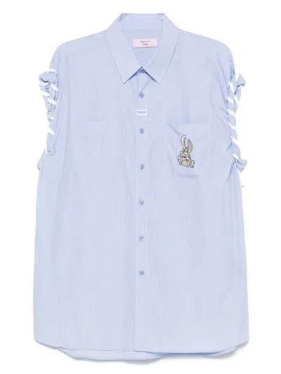 Martine Rose Lace-up Shirt In Blue