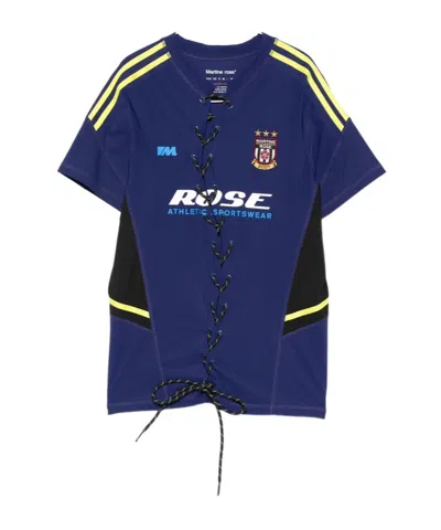 Martine Rose Lace-up Logo-print T-shirt In Blue