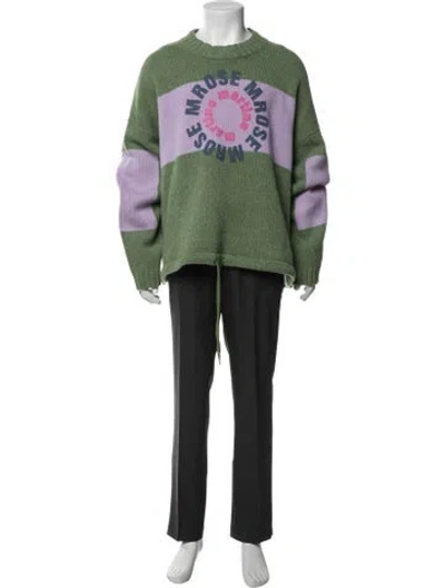 Pre-owned Martine Rose Lambswool Graphic Print Pullover In Green