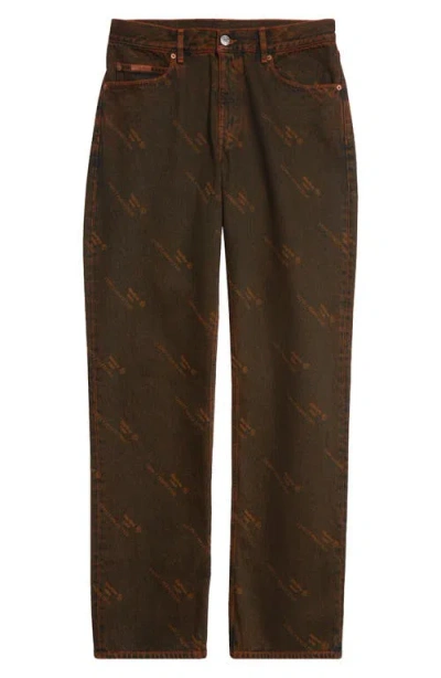 Martine Rose Laser Print Overdyed Relaxed Fit Jeans In Orange Laser
