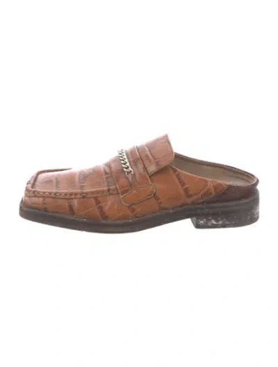 Pre-owned Martine Rose Leather Animal Print Loafers In Brown