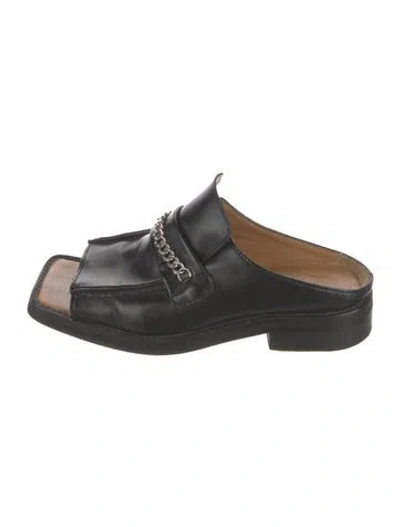 Pre-owned Martine Rose Leather Chain-link Accents Mules In Black