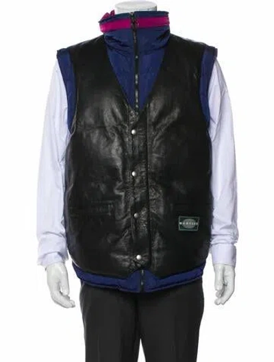 Pre-owned Martine Rose Leather Colorblock Pattern Vest In Black