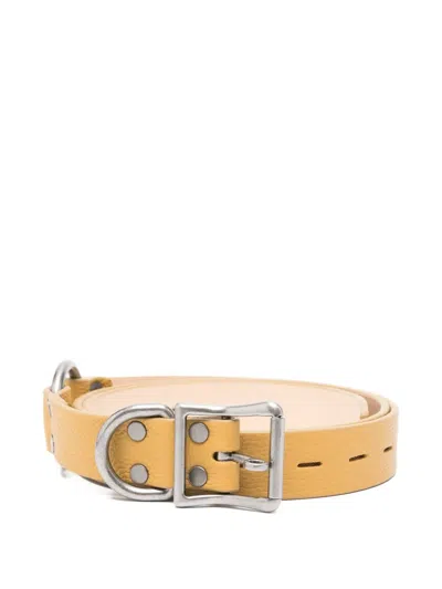 Martine Rose Leather D-ring Buckle Belt In Yellow