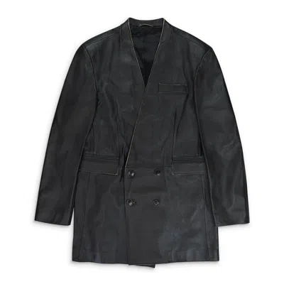 Martine Rose Leather Double Breasted Leather Jacket In Black