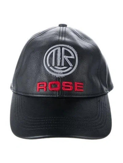 Pre-owned Martine Rose Leather Embroidered Baseball Hat In Black