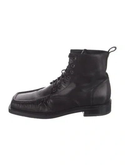 Pre-owned Martine Rose Leather Lace-up Boots In Black