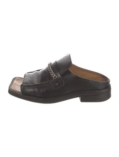 Pre-owned Martine Rose Leather Slides In Black