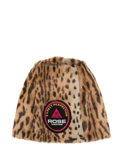 Martine Rose Leopard-print Patch Hat In Brown