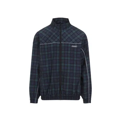 Martine Rose Lightweight Polyamide Jacket With Modern Plaid Pattern In Black