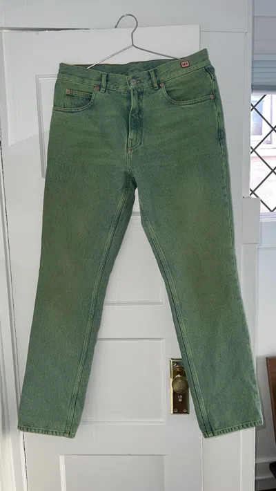 Pre-owned Martine Rose Lime Green Denim Jeans