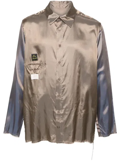 Martine Rose Logo-patch Iridescent Shirt In Neutrals