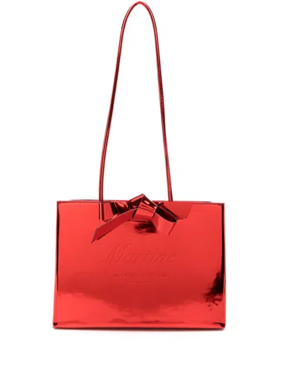 Martine Rose Logo-debossed Party Bag In Red