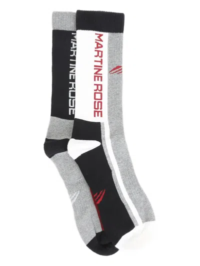 Martine Rose Logo-detail Panelled Socks In Multi