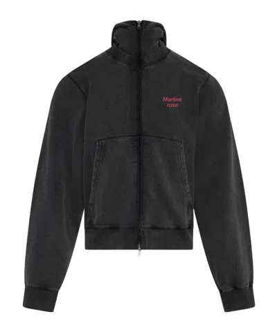 Martine Rose Logo Detailed Zip-up Hoodie In Black