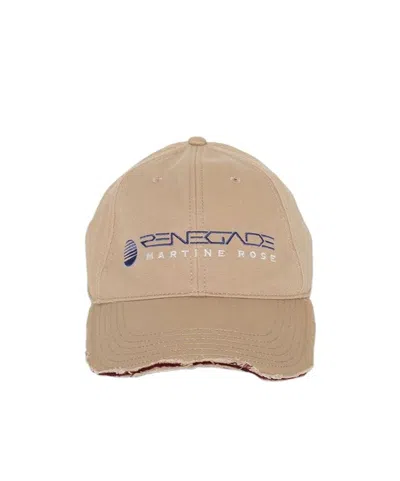 Martine Rose Logo Embroidered Distressed Cap In Brown