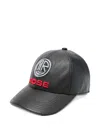 Martine Rose Logo-embroidered Leather Cap In Gray