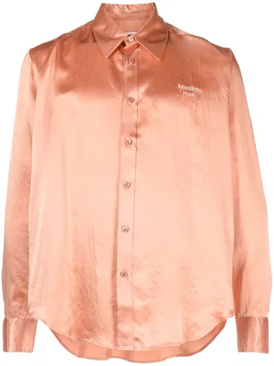 Martine Rose Pink Satin Shirt In Peach