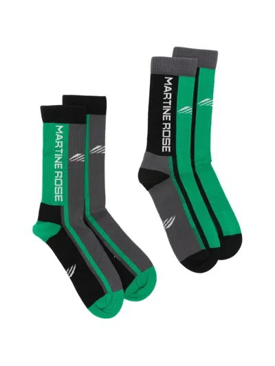 Martine Rose Logo Panelled Socks (set Of Two) In Multi