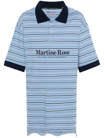 Martine Rose Logo-print Striped T-shirt In Blue