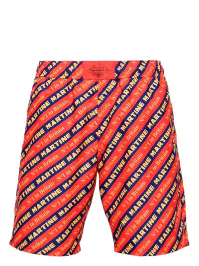 Martine Rose All-over Logo Swim Shorts In Orange