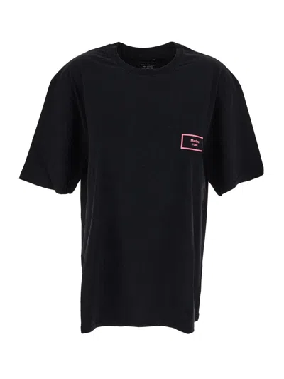 Martine Rose Black Cotton T-shirt With Logo In Multicolour
