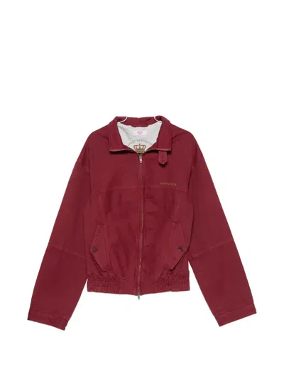 Martine Rose Logo-embroidered Harrington Jacket In Burgundy