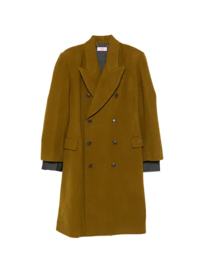 Martine Rose Logo-embroidery Double-breasted Coat In Brown