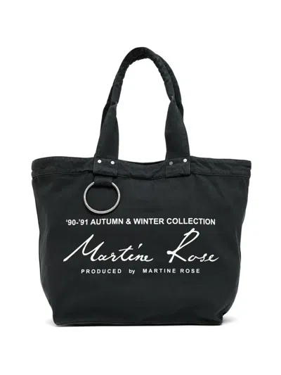 Martine Rose Logo-print Ring-detail Tote Bag In Black