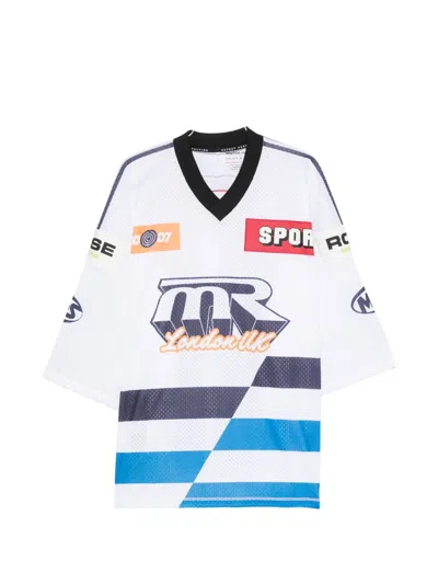 Martine Rose White Oversized Hockey Polyester T-shirt In Multi