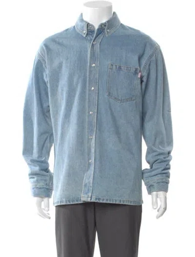 Pre-owned Martine Rose Long Sleeve Denim Shirt In Blue